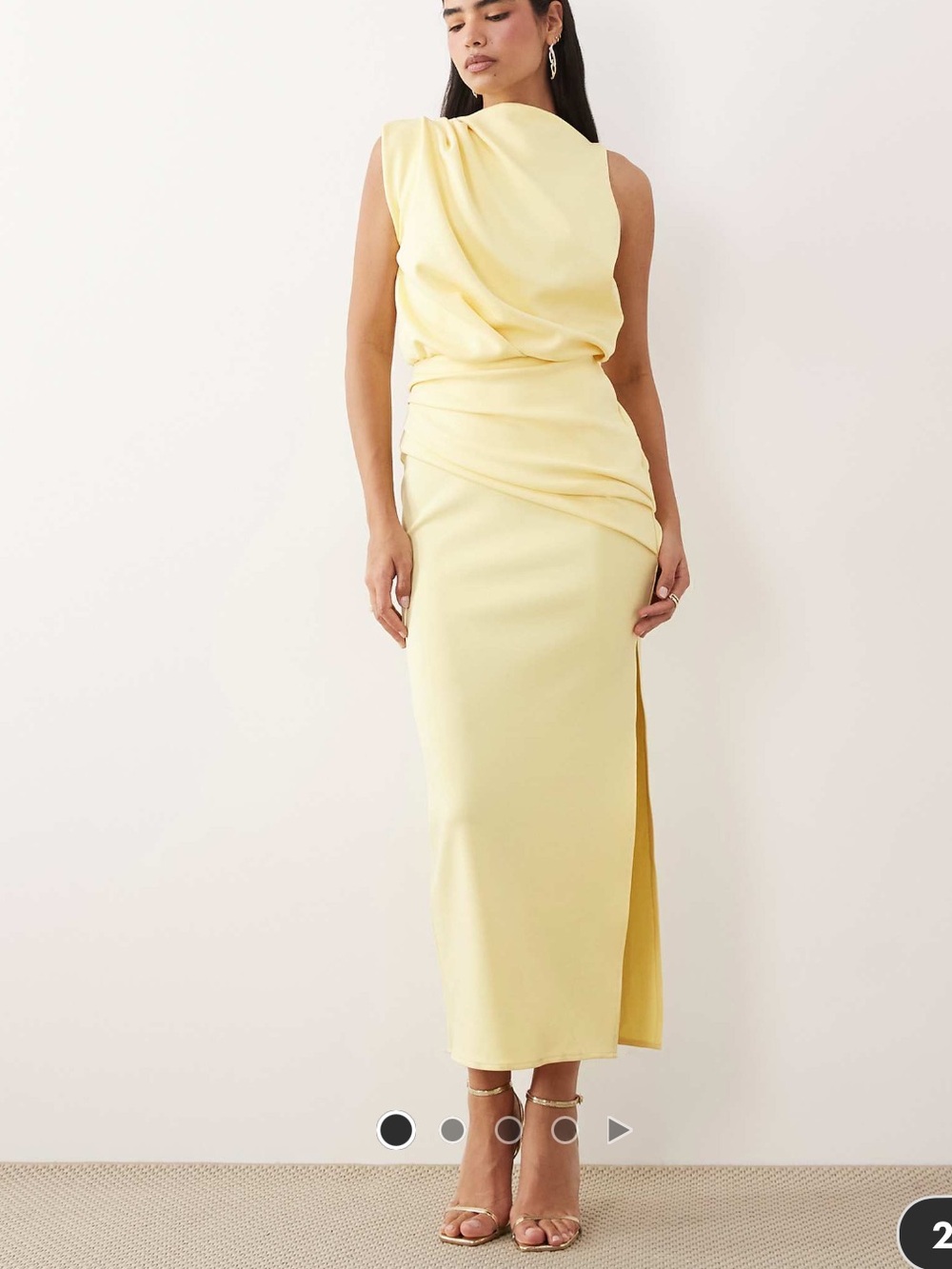 Elegant Lemon Yellow Draped Midi Skirt